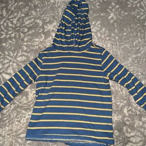 Crewcuts Blue and Yellow Striped Long Sleeve Hoodie